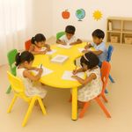 eHomeKart Plastic Moon Table - Front Round Table for Kids - Perfect for Home - (53 x 20 x 20 inches) - Colour May Vary - Chairs NOT Included (Yellow)