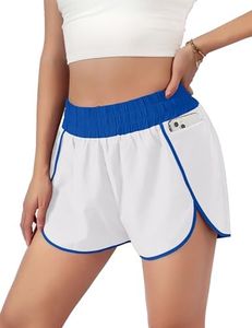 Blooming Jelly Women's Quick-Dry Running Shorts Gym Workout Shorts Sporty Athletic Shorts (X-Large, White)