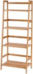 TANGZON 4-Tier Bamboo Plant Stand, Freestanding Ladder Flower Pot Holder with Back Rails, Indoor Outdoor Plant Display Corner Shelf Rack for Living Room Office Entryway Patio Balcony, 48 x 31 x 120cm