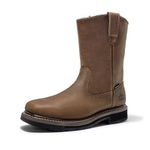 NORTIV 8 Steel Toe Boots for Men, Waterproof Wellington Boots with Full-grain Leather Oil and Slip Resistant Hazard Protection Pull on Work Boots, for Construction Farming, Dark Brown, 8.5