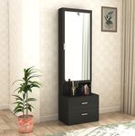 DesignFit Engineered Wood Dressing Table with Drawer and Door Storage Wooden Mirror Vanities Furniture for Bedroom Home Living Room (Dark Wenge)