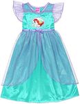 The Little Mermaid Ariel Girls Fantasy Gown Nightgown Pajamas (3T, Teal)