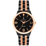 IMPERIOUS - THE ROYAL WAY Women's Round Dial Quartz Movement Metal Strap Watch - Elegant Glass Mirror Finish (Black)