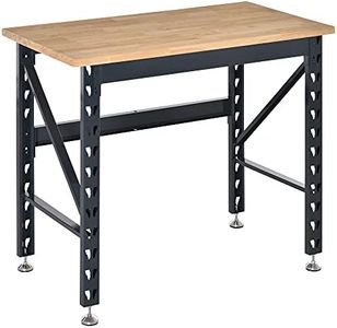 HOMCOM 45" Workbench, Solid Wood Tabletop Workstation, Work Table with Four Adjustable Foot Pads, Weight Capacity 1100 Lbs