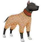 LovinPet Pet Pjs for Large Dogs, Anti Licking Dog Surgery Recovery Suit Under Dog Sweater, Lightweight Breathable Stretchy Fabric, Flax Prints Tulips Navy Prints Dog Pajamas Pitbull