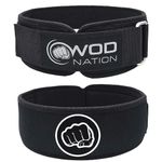 WOD Nation Weight Lifting Belt - 4 Inch Firm Support Nylon Weight Belt for Deadlift, Squat & Weightlifting - Sizes for Both Men & Women - Large
