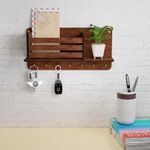 UP16 Key Holder for Home | Wooden Key Holder for Wall Key Chain Holders for Wall | Key Hanger (7 Hooks, Walnut)