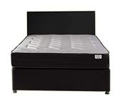 Perfect Sleep 4FT6 Double Black Leather Paris Divan Bed Including Medium feel Quilted Mattress And Headboard