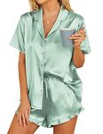 Hotouch Pajama Sets for Women Soft Button Down Sexy Bridesmaid Pajamas Comfy Pj Shorts Set Plus Size Green XXL