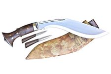 Authentic Gurkha Kukri-12 Blade Survival Khukuri- Carbon Steel Full Tang Blade, Rosewood Handle with Lanyard Hole, Leather Sheath(18" Overall Length)- Handmade by Gurkha Kukri House-Nepal