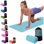 Oaygat Yoga Towel Sweat Absorbent Non-slip Yoga Towel with Grip Dots Quick-drying Yogas Mat Cloth Hot Yoga Towels Breathable Yoga Mat with Mesh Carrying Bag Microfiber And Machine Washable…