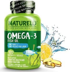 NATURELO Omega-3 Fish Oil Supplement - EPA + DHA - 1100 mg Triglyceride Omega-3 per Gel - One A Day - for Heart, Eye, Brain, Joint Health - No Burps - Lemon Flavor - 120 Softgels | 4 Month Supply