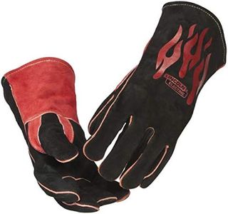 Lincoln Electric Traditional MIG/Stick Welding Gloves | 14" Lined Leather | Kevlar Stitching | K2979-ALL, Black, Red