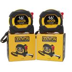 LEXIVON [2-Pack] 16Ft/5m DuaLock Tape Measure | 1-Inch Wide Blade with Nylon Coating, Matte Finish White & Yellow Dual Sided Rule Print | Ft/Inch/Fractions/Metric (LX-208)