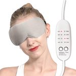 Real Silk Heated Eye Mask, Reusable USB Electric Soft Sleeping Mask with Temperature and Time Control, Comfortable Heating Steam Blindfold for Dry Eyes/Puffy Eyes Relax-Grey