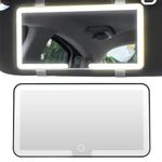 Car Sun Visor LED Cosmetic Mirror, Universal Car Mirror Vanity with 3 Light Modes & 60 LEDs, LED Car Light Up Mirror, Dimmable Touch Control, Rechargeable Car Makeup Mirror, Car Accessories for Women