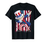 Dabbing Uncle Sam 4th of July Kids Boys Men American Flag T-Shirt