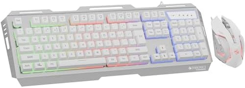 ZEBRONICS Transformer USB Gaming Keyboard & Mouse Combo,Braided Cable,Durable Al Body,Multimedia Keys & Gaming Mouse with 6 Buttons,Multi-Color LED Lights,High-Resolution Sensor with 3200 DPI(White)