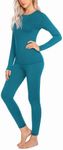 Ekouaer Thermal Underwear for Women Long Johns Sets Base Layer Lightweight Thermals 2 Pieces Set Blue XXL