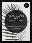 pf+a REAL GLASS A3 Black Frame Glass - PREMIUM A3 Picture Frame Black - Oxford A3 Print Frame - A3 Poster Frame