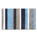 MIULEE Bath Mats Extra Soft Non Slip Absorbent Shower Mat Bathroom Rug Door Mat Inside Kitchen Rugs Carpet Washable for Bedroom Kitchen Entrance 40x60cm Blue and Grey