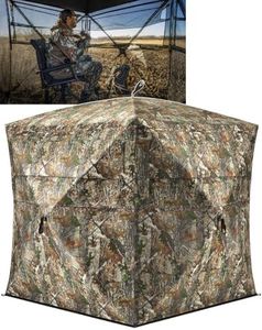 TIDEWE Hunting Ground Blind, 360° See Through, Large | Pop Up Hunting Tent, Silent Sliding Windows, Brush Loops, Metal Hub, Carry Bag Included