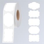 300 PCS White Stickers, 5 Fancy Shapes Labels Blank Stickers Roll White Name Tags with Permanent Adhesive for File Folders, Food Jars, Gift Tags, Home Office Business Uses (2” x 3”)