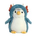 Aurora® Playful Pompom Penguin™ Dragon Stuffed Animal - Vibrant Companions - Endless Fun - Blue 7 Inches