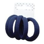 HD Novelty Set of 6 Soft Jersey Endless Hair Elastics Bobbles Bands 6-8mm Thick Elastic Hair Ties Ponytail Holders Stretchy Hair Bands Elastic Cords Hair Accessory for Girls Women Ladies (Navy)