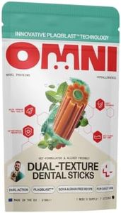 Omni Dental Sticks for Dogs - Dual Texture with PlaqBlast™ Technology, Natural Plaque Remover with Toothpaste-like Anti-Plaque Core, Vet Formulated Hypoallergenic, Soya & Grain Free, 7 Sticks