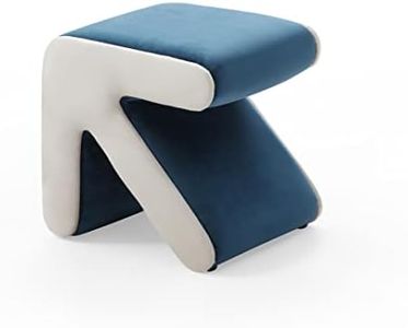 pouseayar Velvet Foot Stools Ottoman, Footrest Footstool Multifaceted Stool Coffee Table Arrow Design Handicraft Decoration for Living Room Bedroom - Blue+Beige