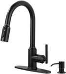 WOWOW Kitchen Faucets with Pull Down Sprayer, Oil Rubbed Bronze Kitchen Faucet, 304 Stainless Steel High Arc Single Handle Pull Down Kitchen Faucet for Kitchen Sink Faucet with Soap Dispenser