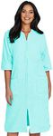 Chums | Ladies | Zip Through 3/4 Sleeve Towelling Dressing Gown | Mint
