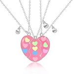 3PCS BFF Necklaces Friendship Magnetic Necklaces for 3 Girls, Best Friends Heart Pendant Matching Necklaces for Girls Women, Friendship Jewelry Gifts for Kids Mother Friends Sisters