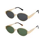 4Flaunt Retro Oval Sunglasses For Women & Men | Trending, Stylish & Durable Metal Frame Vintage 90s Sunglasses With UV 400 Protection Lenses (Pack Of 2 - Black & Green)