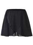 boruizhen Ballet Skirt Pull On Ballet Wrap Skirt Chiffon Dance Skirts with Elastic Waistband for Girls Women Black M