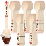 Hoolerry 300 Pcs Christmas Disposable Wooden Spoons Hot Chocolate Striped Spoons Candy Cane Stripe for Tasting Hot Cocoa Coffee Candy Baking Ice Cream Cake Party Supplies, 5.5 Inch (Vintage Style)