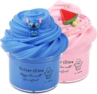 Stich Blue Slime Watermelon Pink Slime, 2 Pack Butter Slime Kit for Boys Girls, Premade Scented Slime Cream Cotton Mud DIY Sludge Toys Slime Birthday Party Favors
