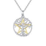 Pentagram Necklace 925 Sterling Silver Witches Tree of Life Chain Pentagram Magic Amulet Pendant Jewellery Gifts for Women