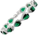 RIZILIA Tennis Bracelet & Pear Cut CZ [Simulated Green Emerald] in White Gold Plated, 7"