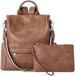 CLUCI Backpack Purse for Women Leather Anti-theft Fashion Large Designer Travel Ladies Shoulder Bags, 101 Brown 2111kt, Large, Traveling