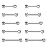 MODRSA 14g Tongue Rings Nipple Barbell Stainless Steel Nipplerings 14 Gauge Straight Barbell Tongue Piercing Bars Length 12mm 14mm 16mm 18mm 1/2" 9/16" 5/8" 3/4" Silver Rose Gold Black, Metal, stainless-steel