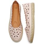 HEAWISH Women’s Ballet Flat Daisy Round Toe Dress Shoes Casual Slip On Espadrilles Rope Loafer, Pink, 10