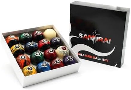 BILMAG Samurai Marbling Black Pool Billard Kugelset, 57,2 mm - Hochwertiges Kunstharz, Für 7, 8 und 9 ft Billardtische
