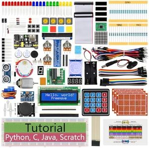 Freenove Ultimate Starter Kit for Raspberry Pi 5 4 B 3 B+ 400 Zero 2 W, 962-Page Detailed Tutorial, Python C Java Scratch Processing Code, 223 Items, 128 Projects (Raspberry Pi NOT Included)