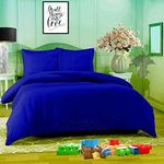 Comfort Collections Duvet Quilt Cover With Matching Pillow Cases Plain Dyed Poly Cotton Easy Care Bedding Set COLOUR ROYAL BLUE DOUBLE