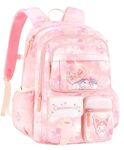 ADSON Kuromi Cartoon Kawaii Girls Korean Travel School Bag|Backpack Aesthetics Large 16Inches Capacity Casual Day Pack Bookbag Rucksack School|College Backpack, Princess Backpack Bookbag (Pink)