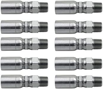 (10-Pack) 3/8" Hose x 3/8" NPTF Male Pipe Swivel Hydraulic Hose Crimp Fitting Ends | MPX-06-06