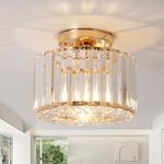 ZYDTRIP Crystal Ceiling Light Fixture Semi Flush Mount Ceiling Lamp Modern Gold Crystal Chandelier for Living Room Hallway Dining Room Kitchen