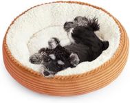 Love's cabin Round Donut Cat and Dog Cushion Bed, 25in Pet Bed for Small or Medium Dogs, Anti-Slip & Water-Resistant Bottom, Soft Durable Fabric Pet Beds, Washable Calming Cat Bed Orange Stripe